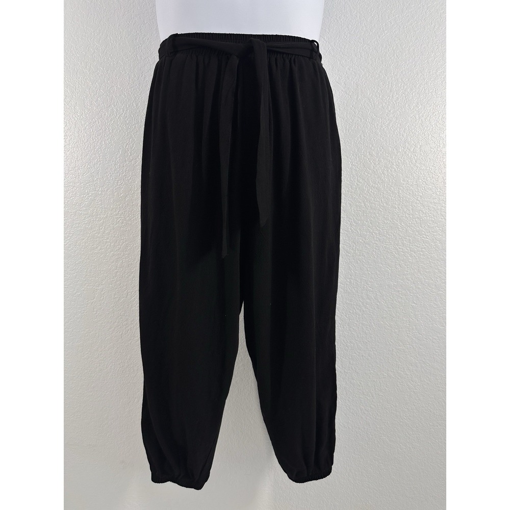 Earthbound Black Women's Sz: L  Harem Balloon Linen Cotton Pants Boho Indie